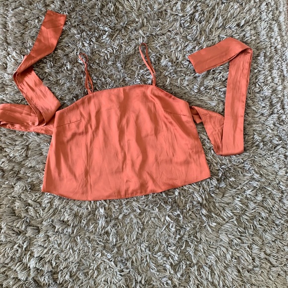 SATIN ORANGE TOP - Picture 1 of 2